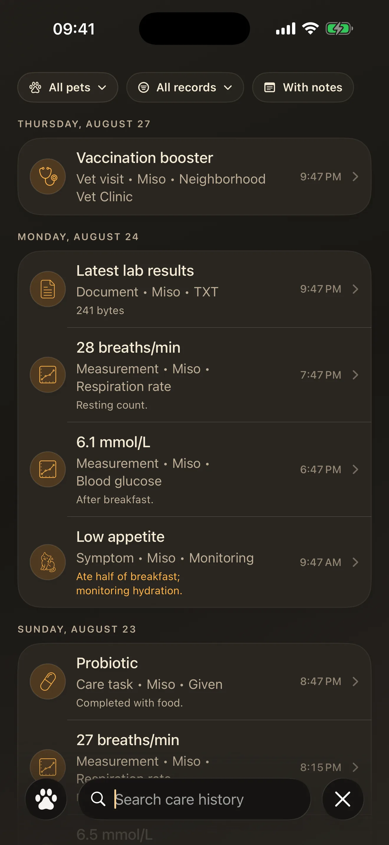 Bring a clearer record to the vet.